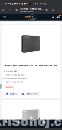 Toshiba canvio gaming Basics 4tb Portable HDD